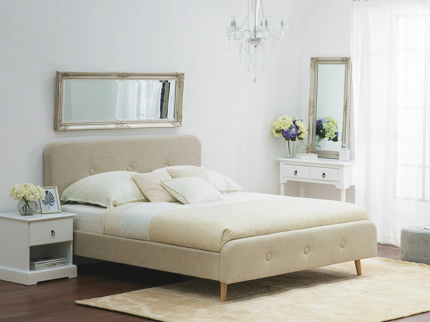 Bed Stof Beige In Diverse Formaten RENNES - Afbeelding 2