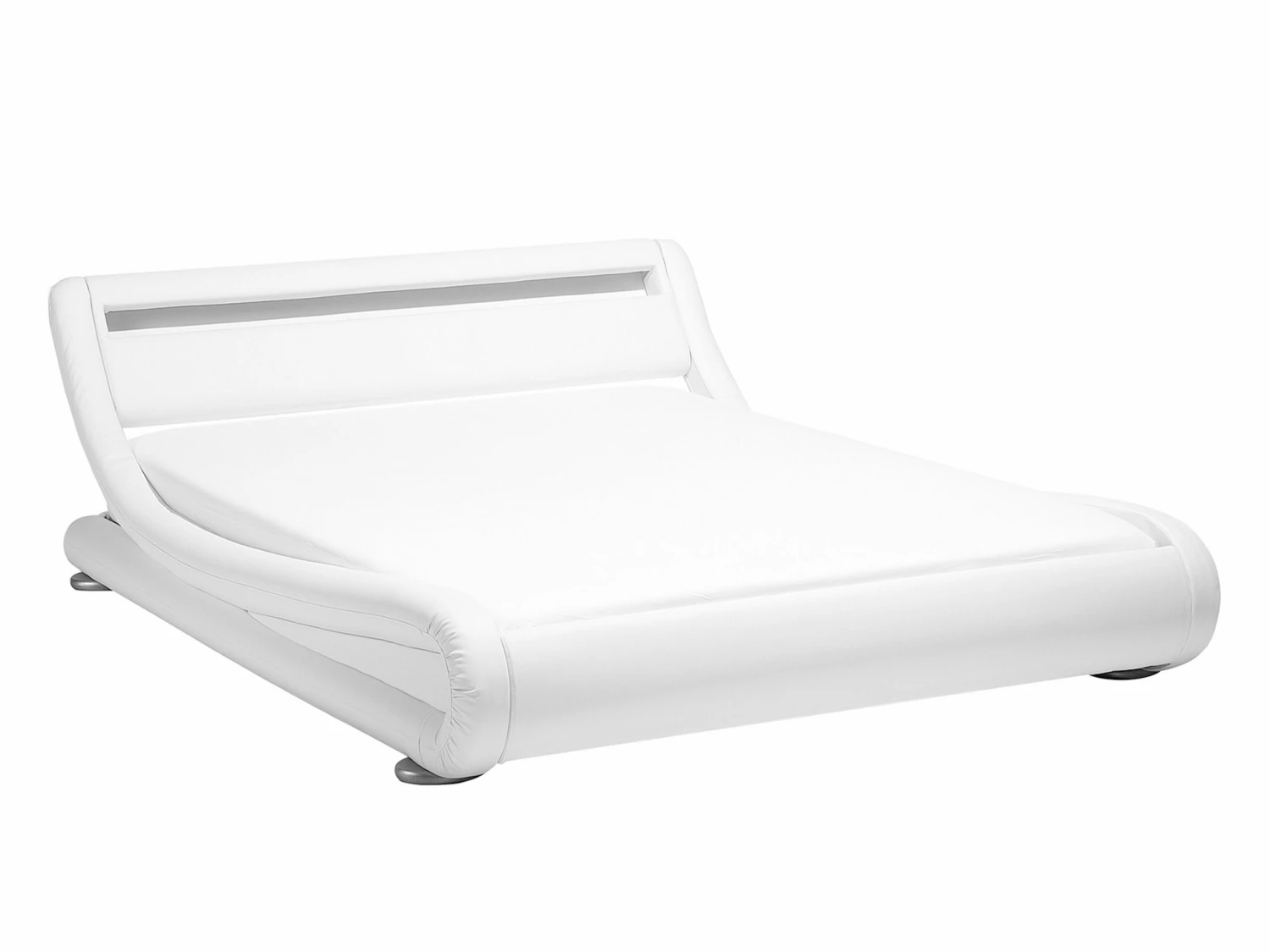 Bed Kunstleer Wit Met LED-verlichting In Diverse Formaten AVIGNON - Afbeelding 7