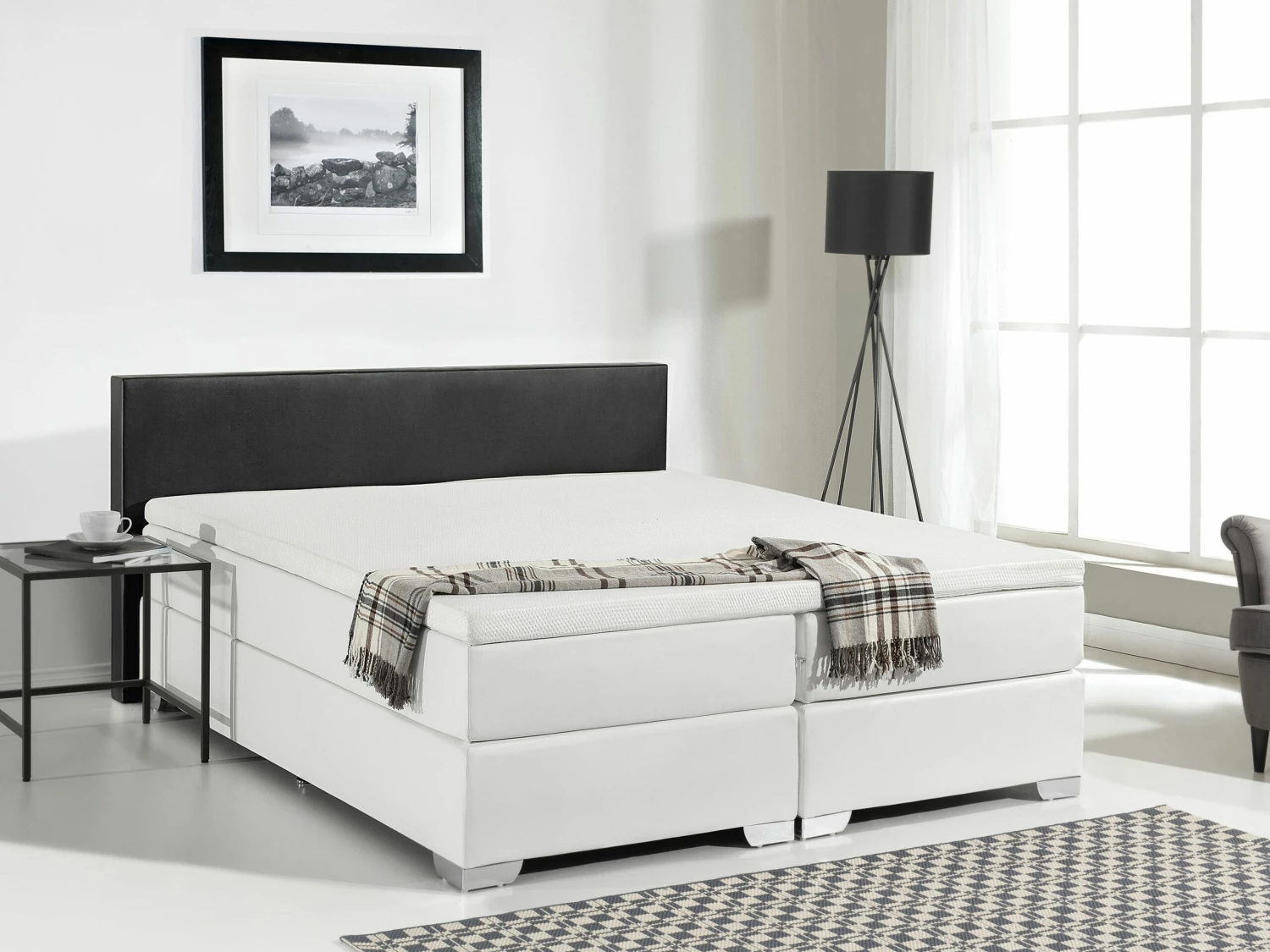 Boxspring Kunstleer Zwart/wit 160 X 200 Cm PRESIDENT - Afbeelding 2
