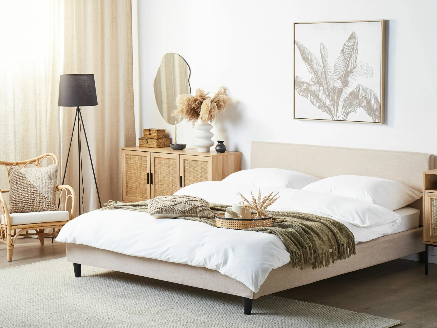 Bed Stof Beige In Diverse Formaten FITOU 2 Bed Stof Beige In Diverse Formaten FITOU - Afbeelding 2