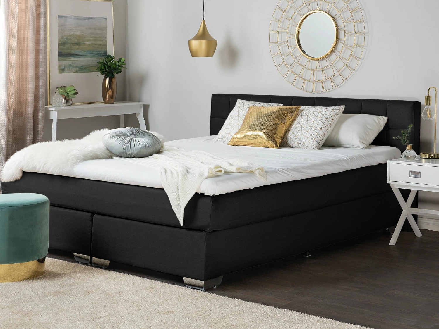 Boxspring Stof Zwart In Diverse Formaten ADMIRAL 2 Boxspring Stof Zwart In Diverse Formaten ADMIRAL - Afbeelding 2