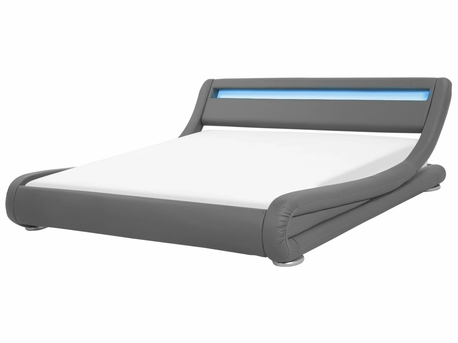 Bed Kunstleer Grijs Met LED-verlichting In Diverse Formaten AVIGNON