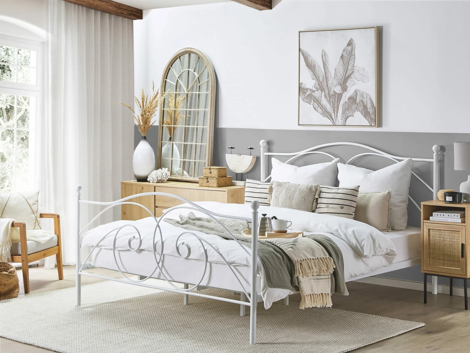 Bed Metaal Wit In Diverse Formaten DINARD - Afbeelding 2