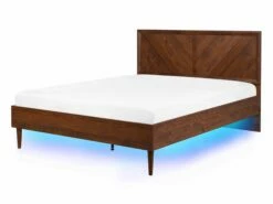 Bed Hout Donkerbruin Met LED-verlichting In Diverse Formaten MIALET