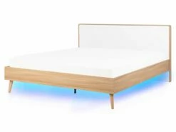 Bed Hout Lichtbruin Met LED-verlichting In Diverse Formaten SERRIS