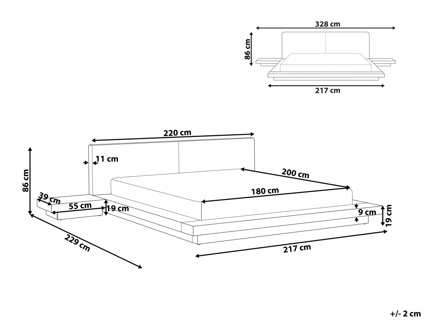 Bed Hout Donkerbruin In Diverse Formaten ZEN - Afbeelding 6