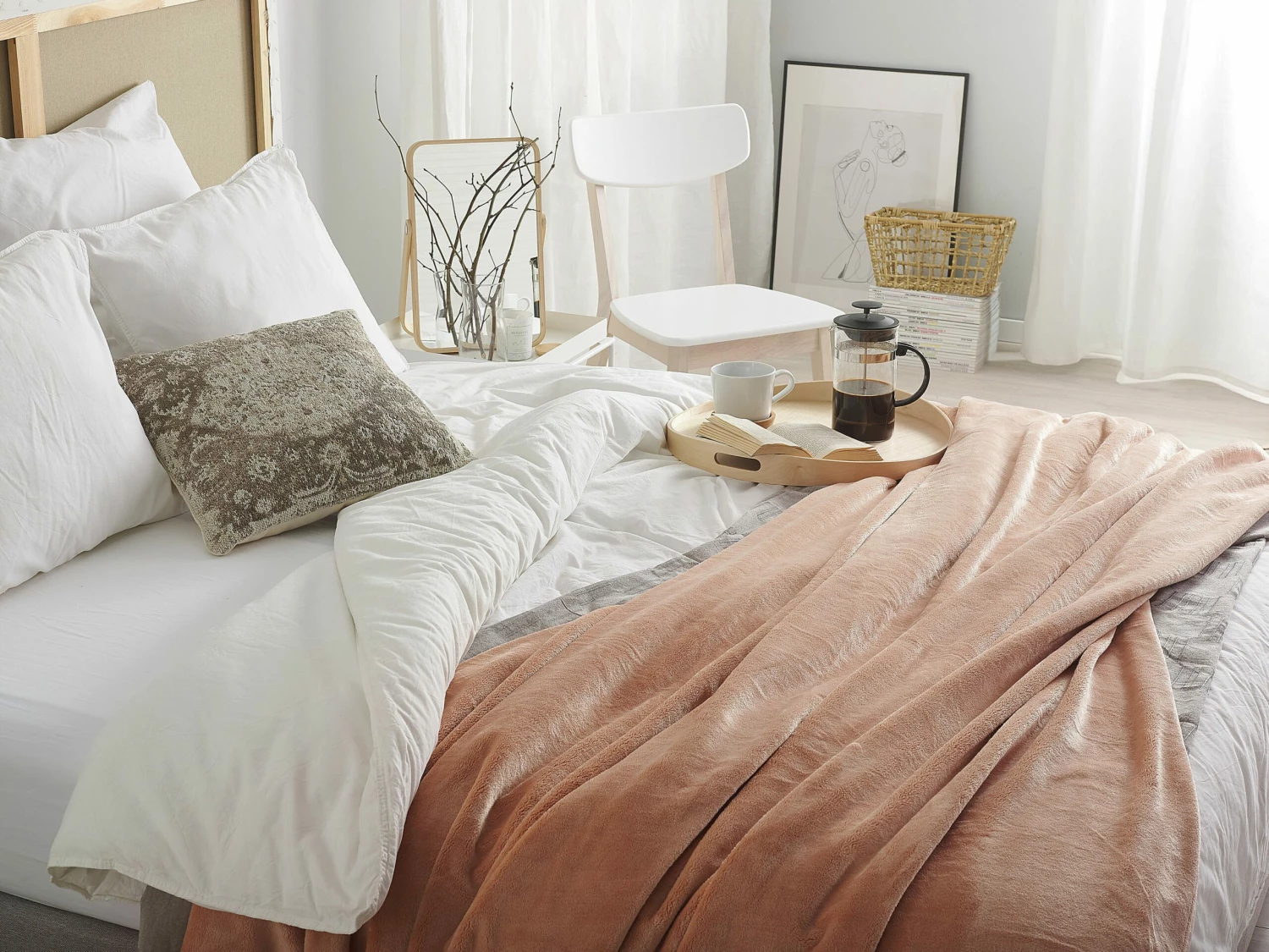 Plaid Lichtbruin 200 X 220 Cm TERKE - Afbeelding 2