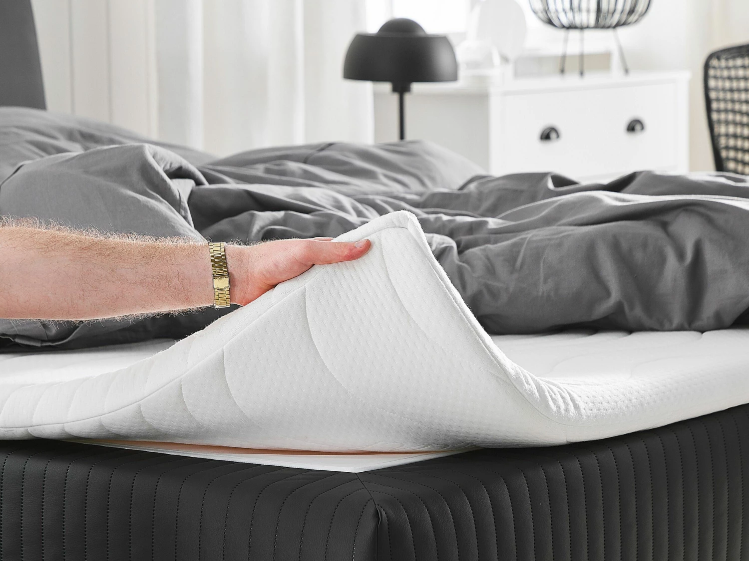 Boxspring Kunstleer Zwart In Diverse Formaten MADAME - Afbeelding 3