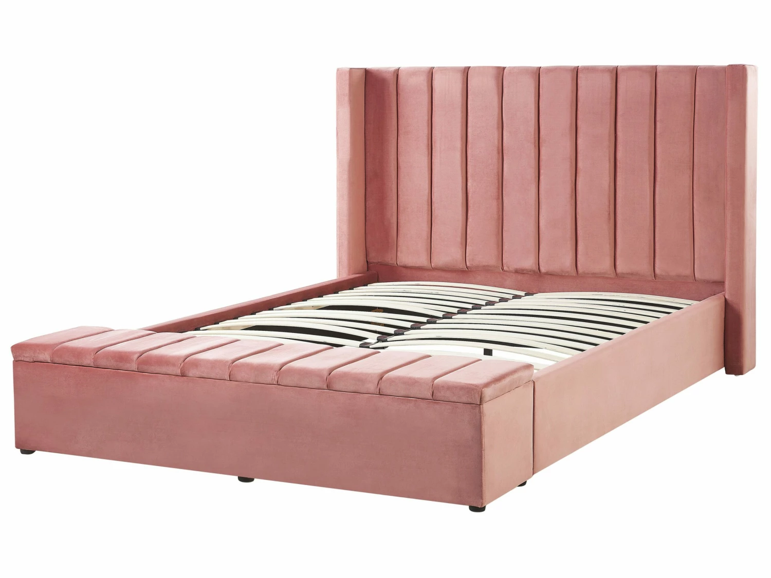Bed Fluweel Roze Met Opbergruimte In Diverse Formaten NOYERS - Afbeelding 9