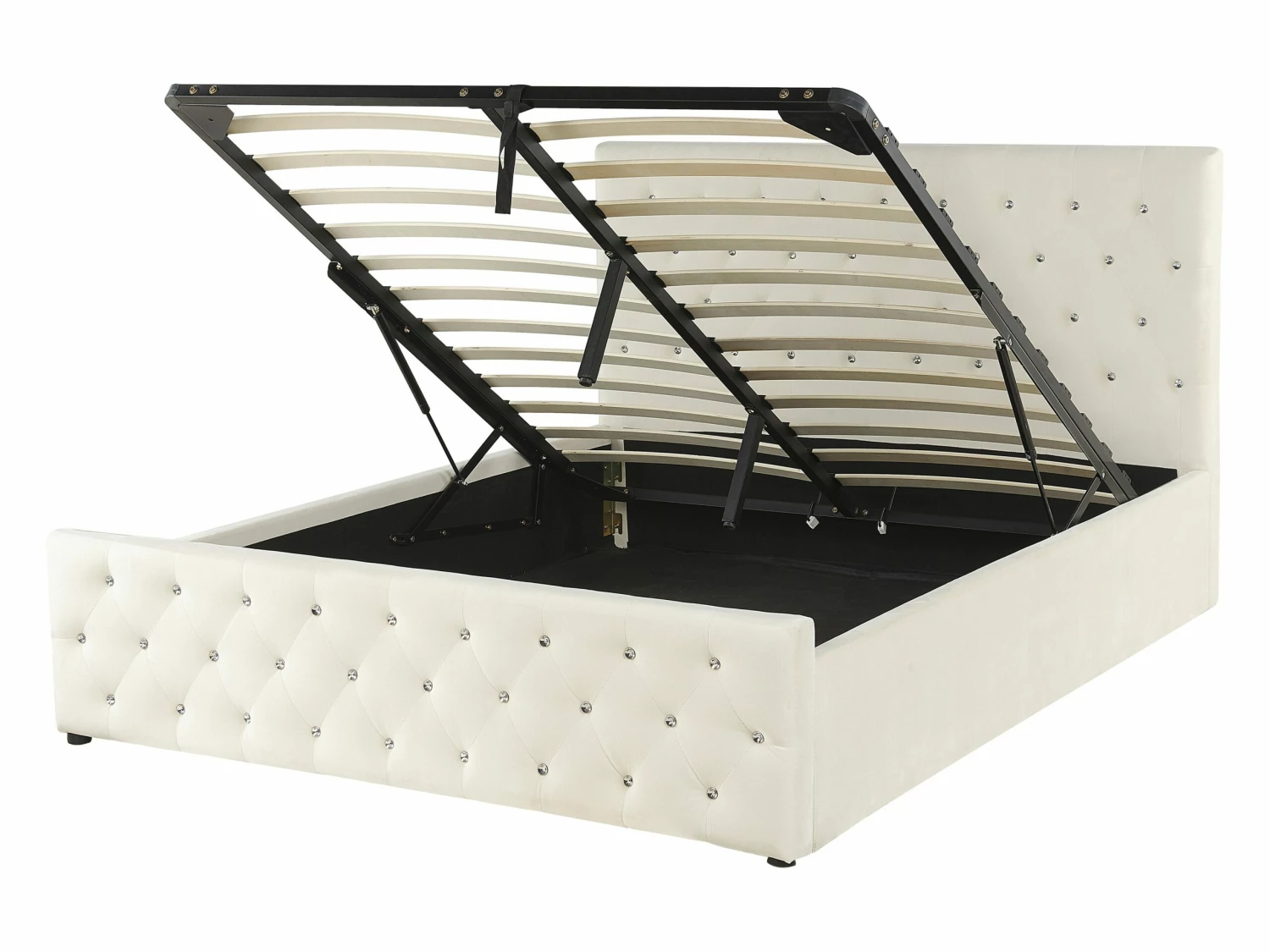 Bed Fluweel Beige Met Opbergruimte In Diverse Formaten AMIENS