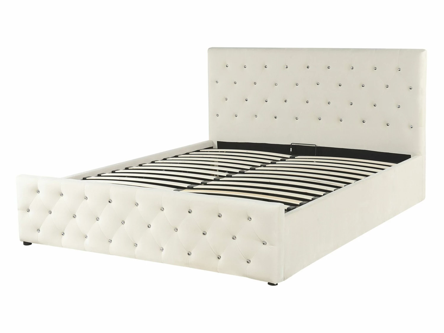 Bed Fluweel Beige Met Opbergruimte In Diverse Formaten AMIENS - Afbeelding 4