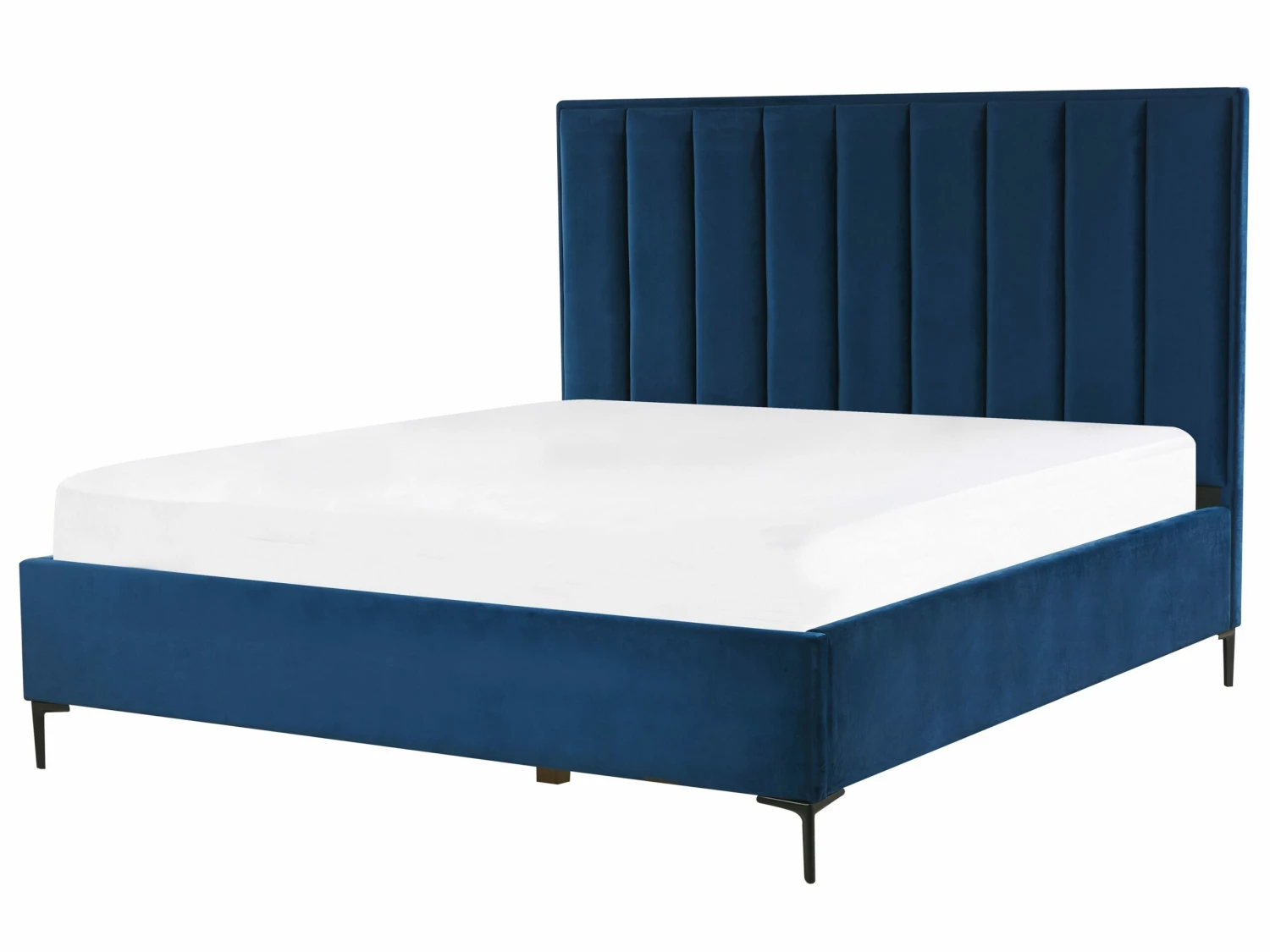 Bed Fluweel Blauw Met Opbergruimte In Diverse Formaten SEZANNE - Afbeelding 5