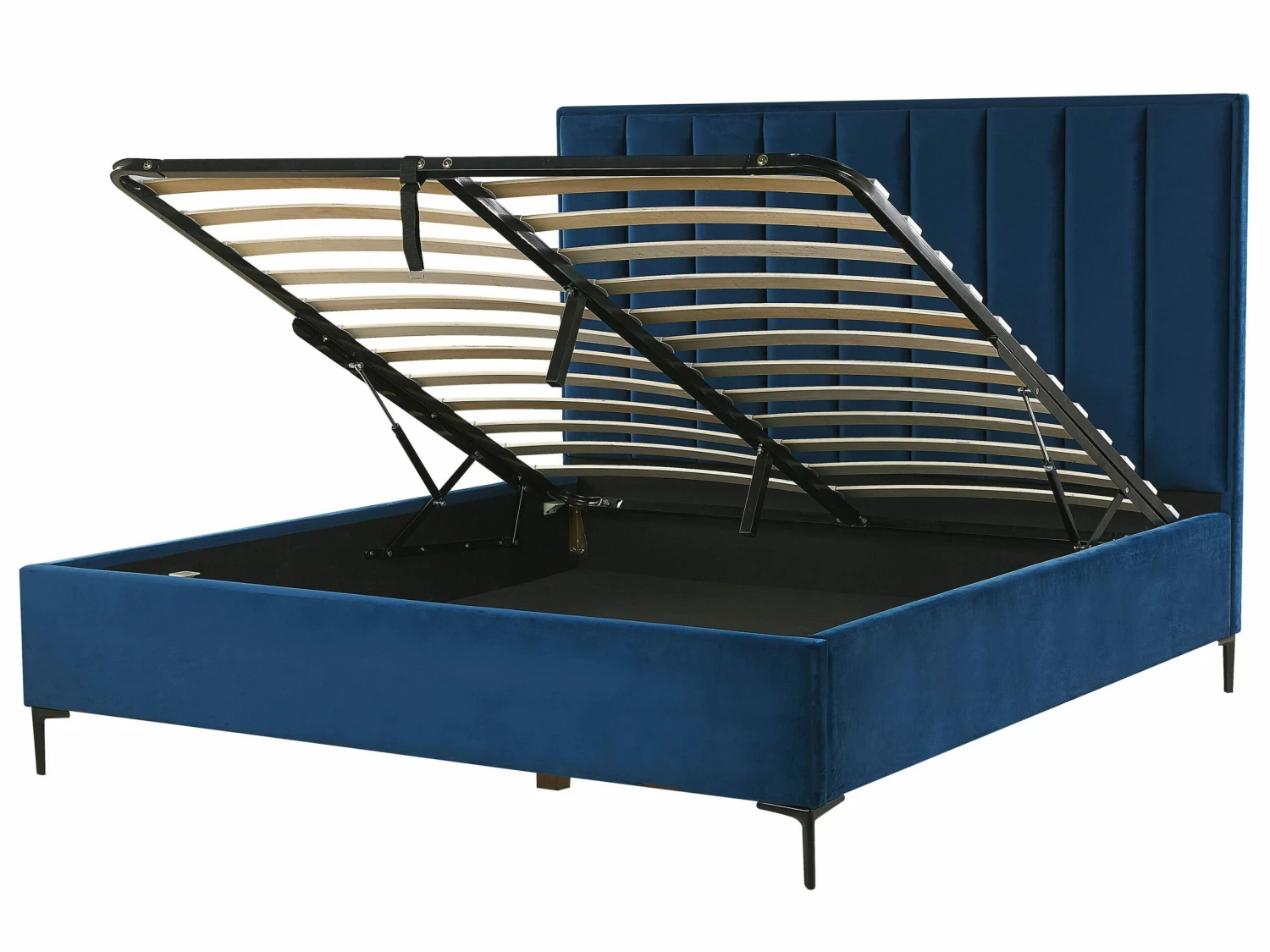 Bed Fluweel Blauw Met Opbergruimte In Diverse Formaten SEZANNE