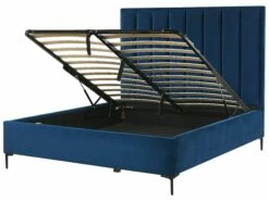 Bed Fluweel Blauw Met Opbergruimte In Diverse Formaten SEZANNE
