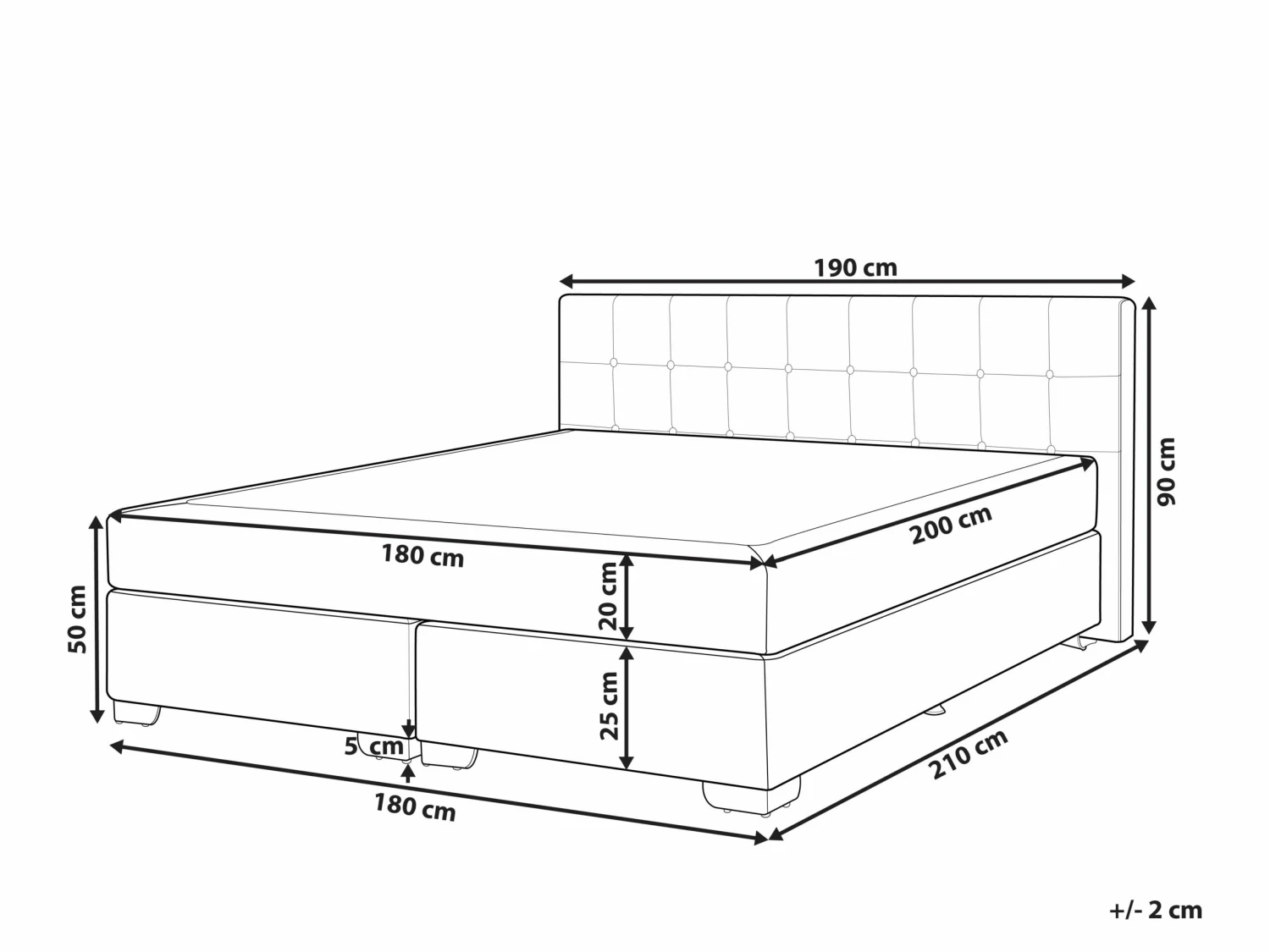 Boxspring Stof Grijs In Diverse Formaten ADMIRAL 9 Boxspring Stof Grijs In Diverse Formaten ADMIRAL - Afbeelding 9