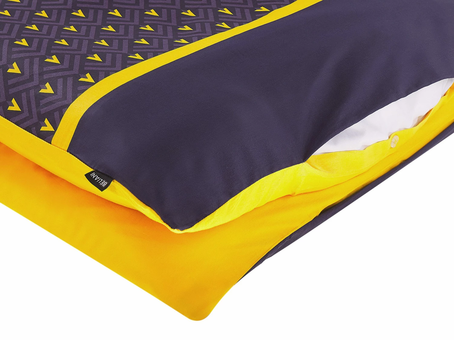 Dekbedovertrek Katoensatijn Donkerblauw/geel In Diverse Formaten WALLINGFORD - Afbeelding 6