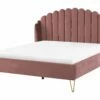 Gestoffeerd Bed Fluweel Roze Lattenbodem 160 X 200 Cm AMBILLOU