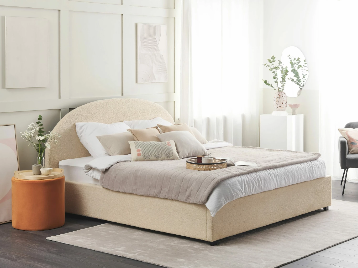 Tweepersoonsbed Stof Beige VAUCLUSE Verschillende Maten 2 Tweepersoonsbed Stof Beige VAUCLUSE Verschillende Maten - Afbeelding 2