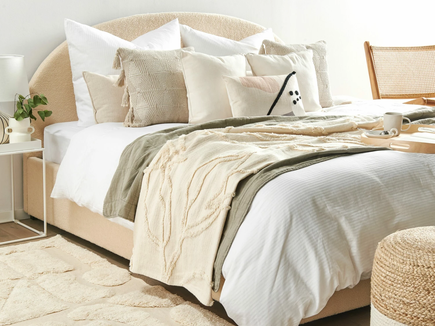 Katoenen Deken 125 X 150 Cm Beige ACACIA - Afbeelding 2