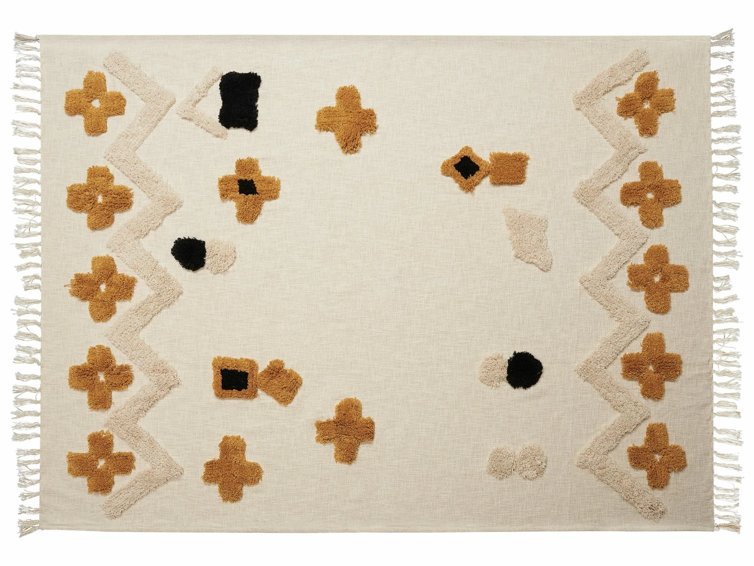 Katoenen Deken 130 X 180 Cm Beige/geel ADONI - Afbeelding 4