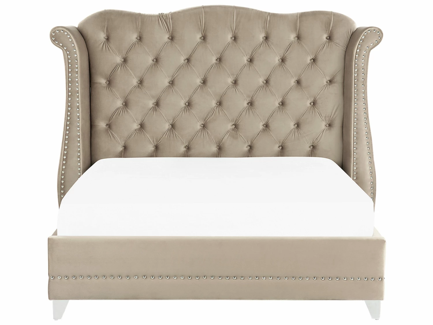 Bed Fluweel Taupe In Diverse Formaten AYETTE - Afbeelding 3