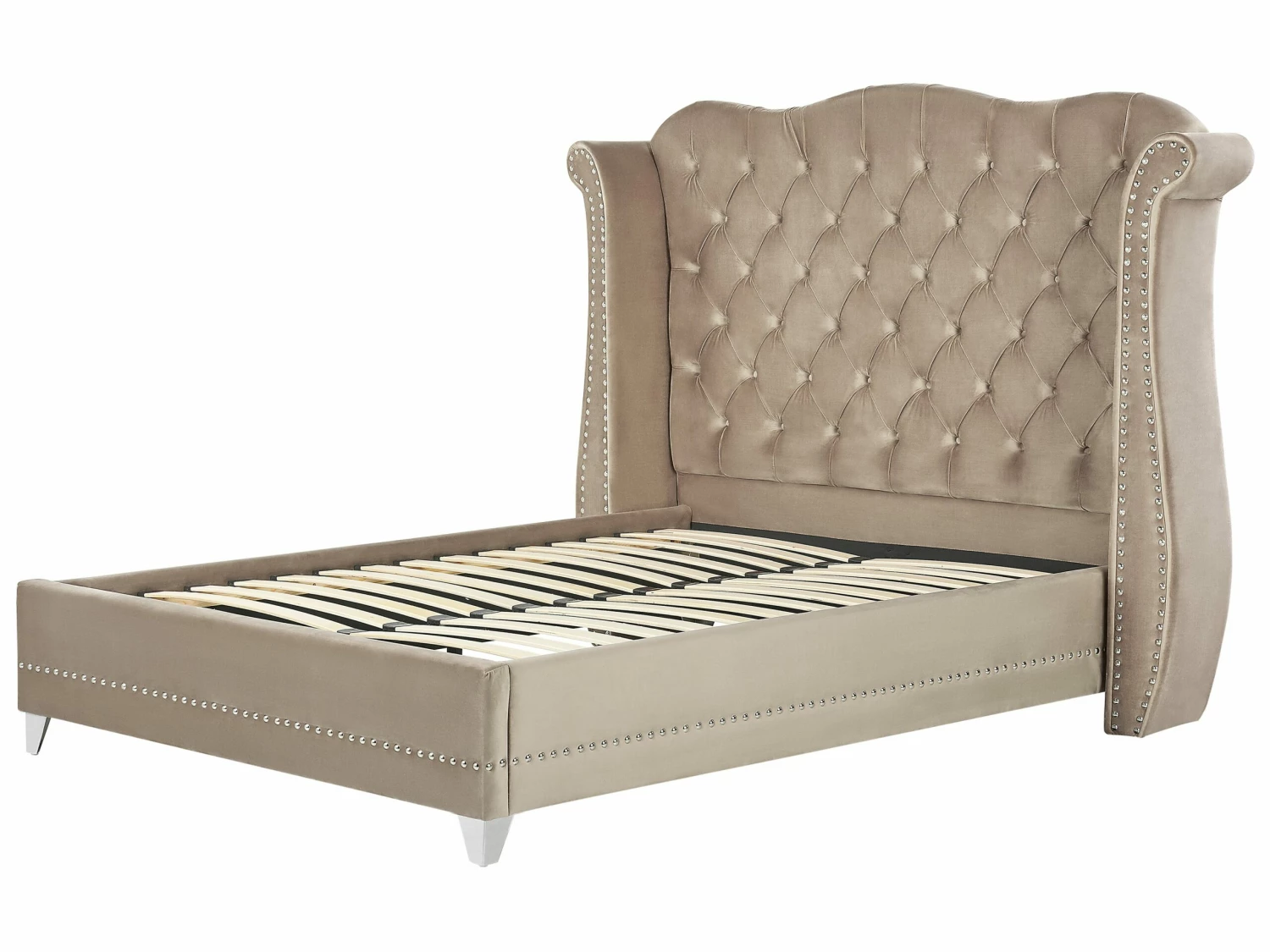 Bed Fluweel Taupe In Diverse Formaten AYETTE - Afbeelding 4
