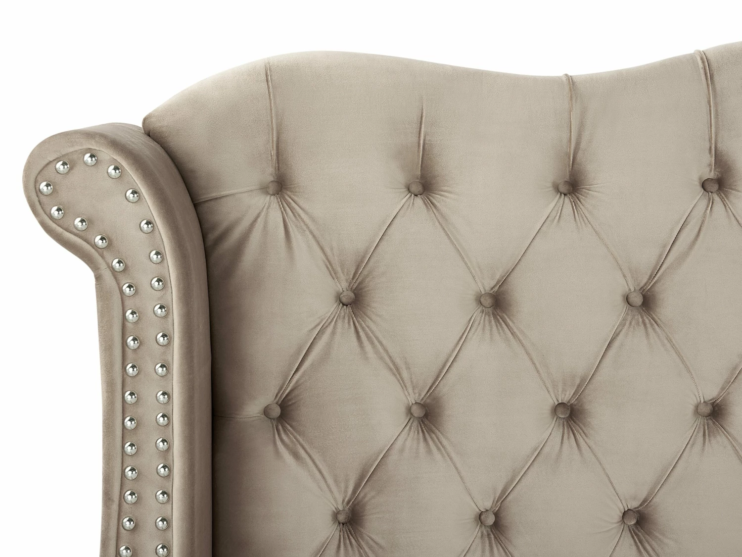 Bed Fluweel Taupe In Diverse Formaten AYETTE - Afbeelding 7