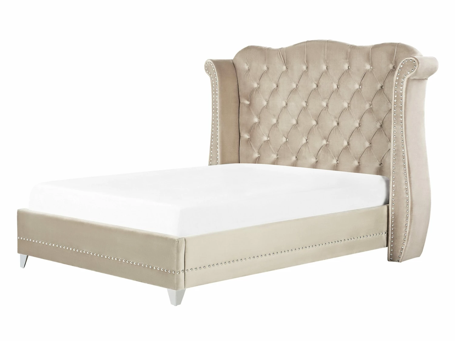 Bed Fluweel Beige In Diverse Formaten AYETTE