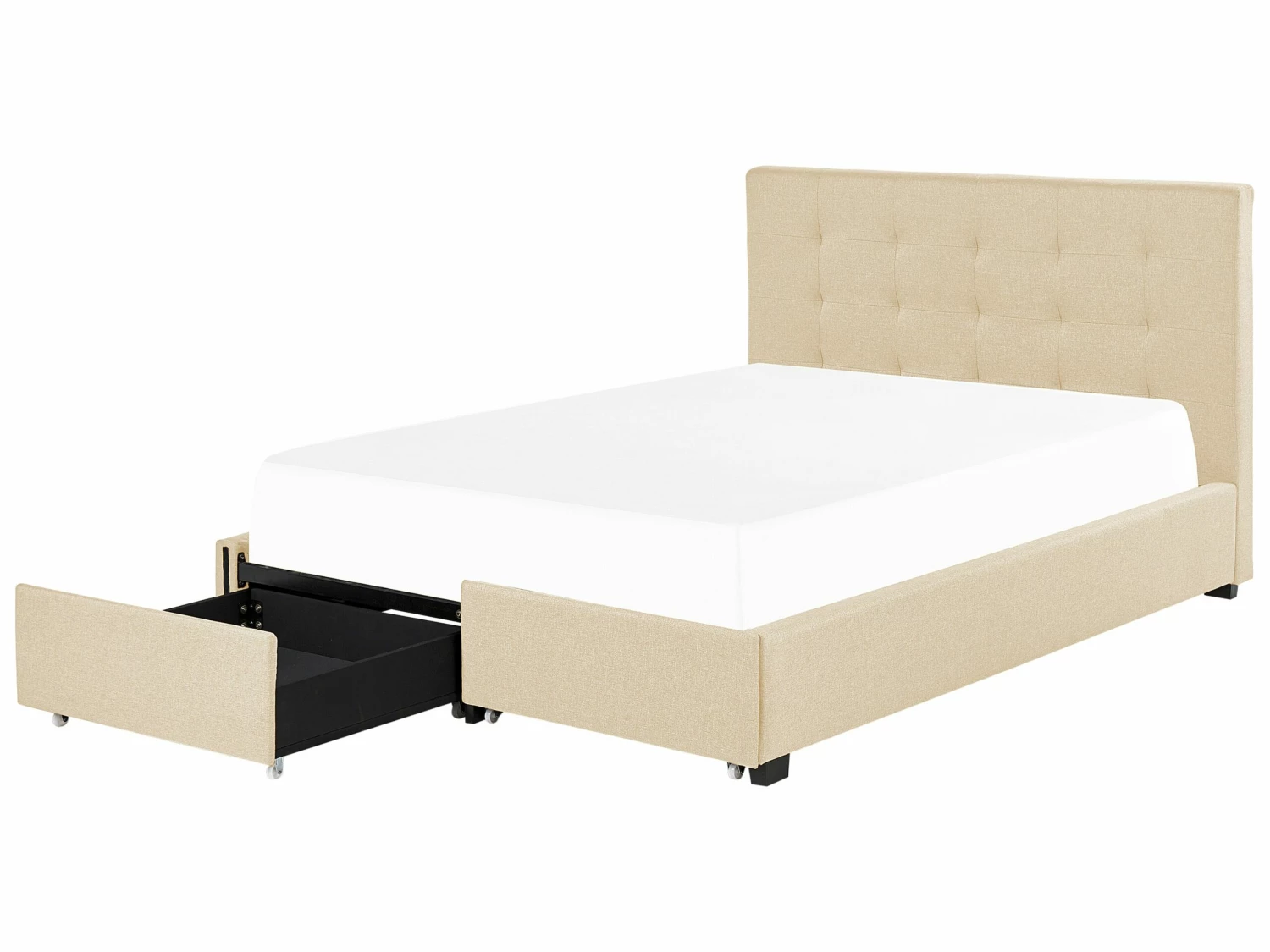 Bed Stof Beige Met Opbergruimte In Diverse Formaten LA ROCHELLE