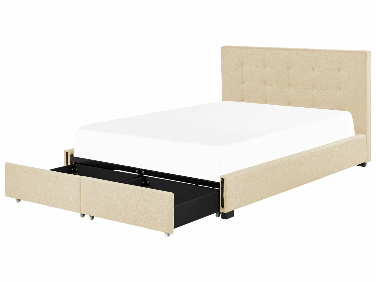 Bed Stof Beige Met Opbergruimte In Diverse Formaten LA ROCHELLE - Afbeelding 7