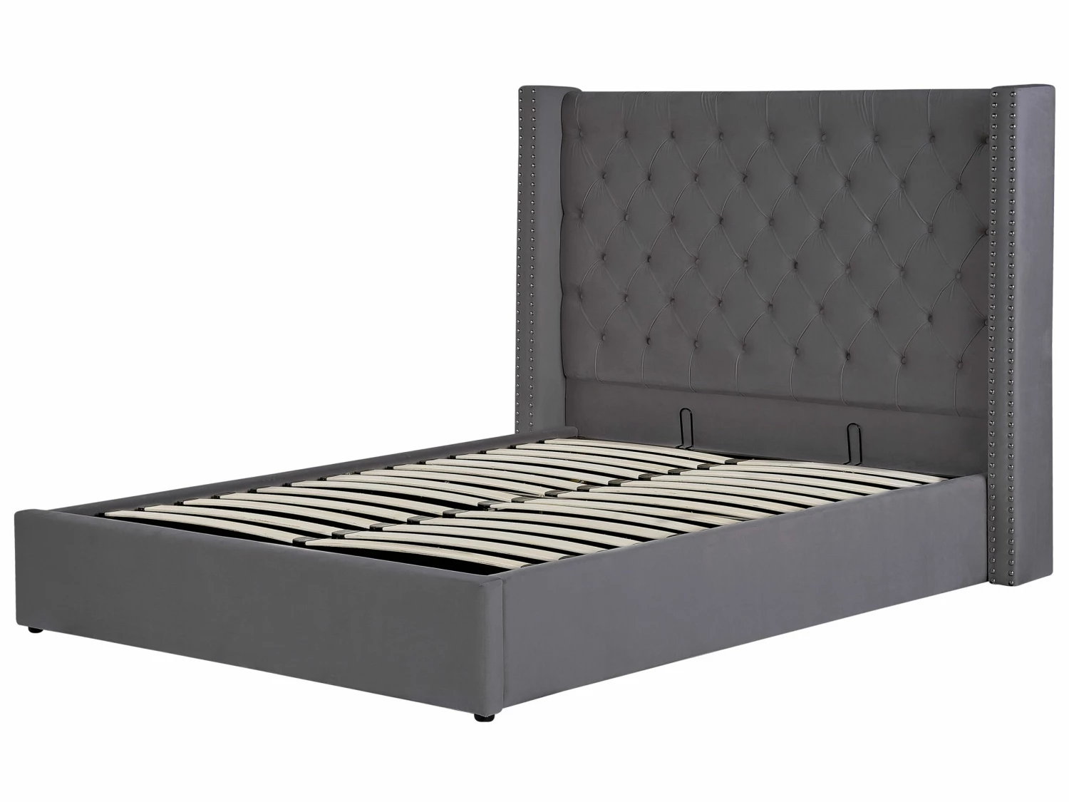 Bed Met Opbergruimte Fluweel Grijs In Diverse Formaten LUBBON 5 Bed Met Opbergruimte Fluweel Grijs In Diverse Formaten LUBBON - Afbeelding 5