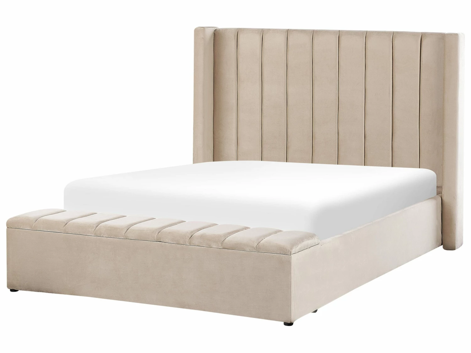 Bed Fluweel Beige Met Opbergruimte In Diverse Formaten NOYERS - Afbeelding 5