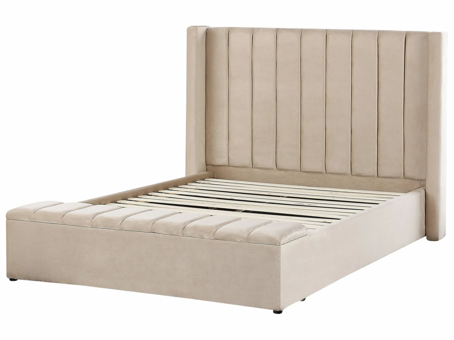 Bed Fluweel Beige Met Opbergruimte In Diverse Formaten NOYERS - Afbeelding 6