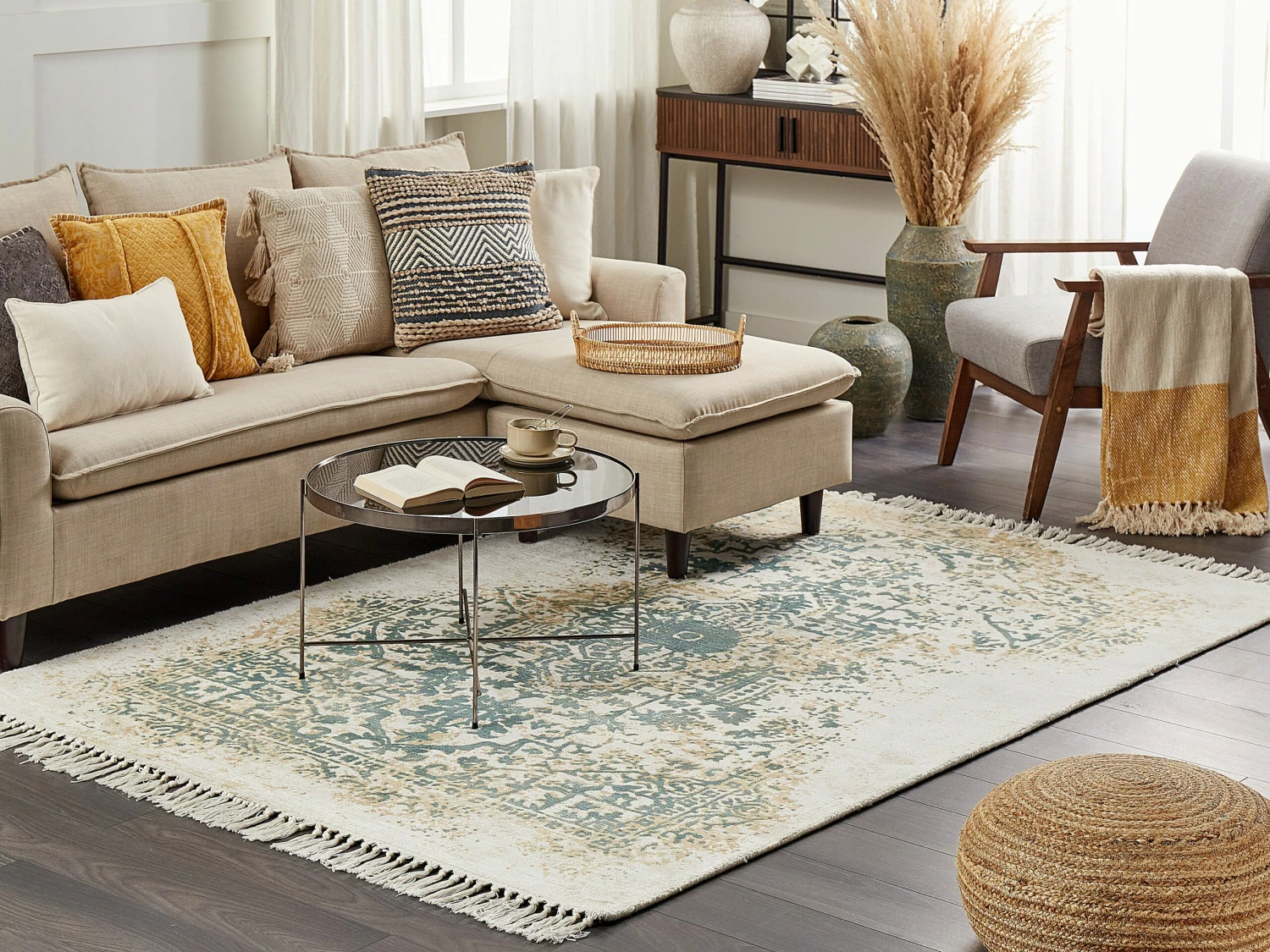 Deken Katoen 130 X 170 Cm Beige En Oranje SALME - Afbeelding 3