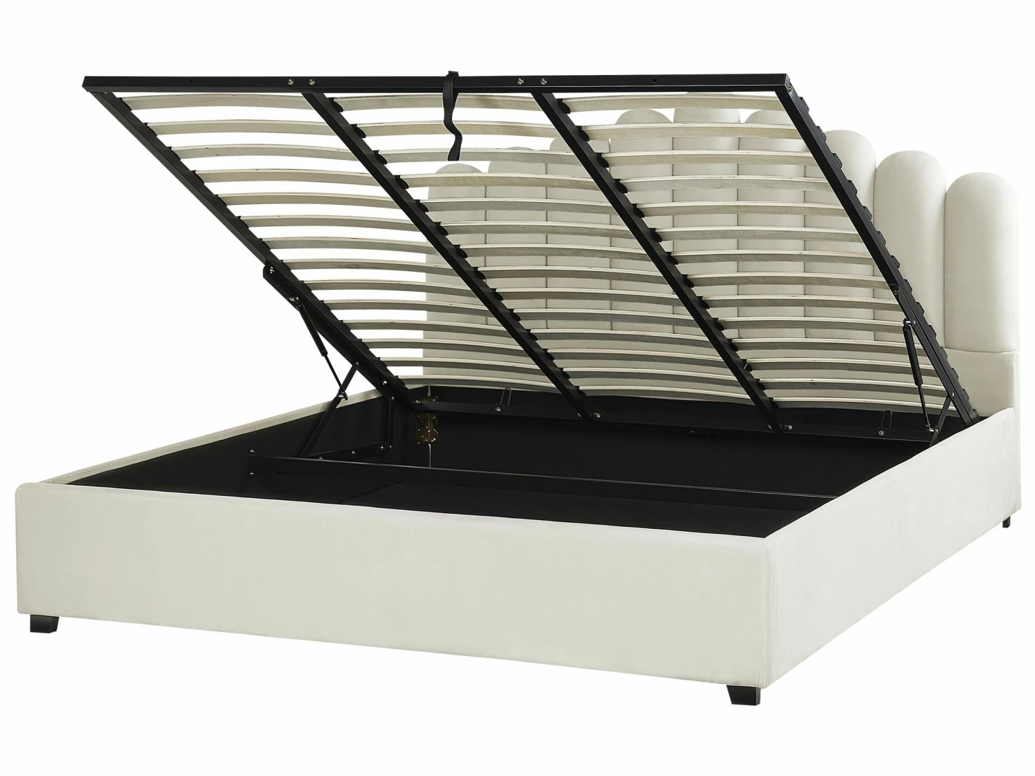 Velvet Ottomaan Bed Off-White VINCENNES Verschillende Maten