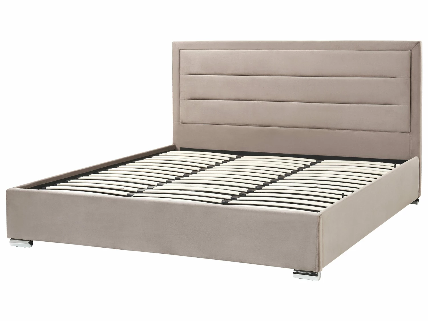 Bed Met Opbergruimte Fluweel Taupe ROUEN Verschillende Maten 5 Bed Met Opbergruimte Fluweel Taupe ROUEN Verschillende Maten - Afbeelding 5