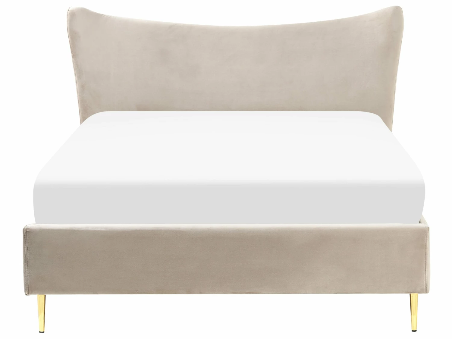 Bed Fluweel Taupe In Diverse Formaten CHALEIX 3 Bed Fluweel Taupe In Diverse Formaten CHALEIX - Afbeelding 3