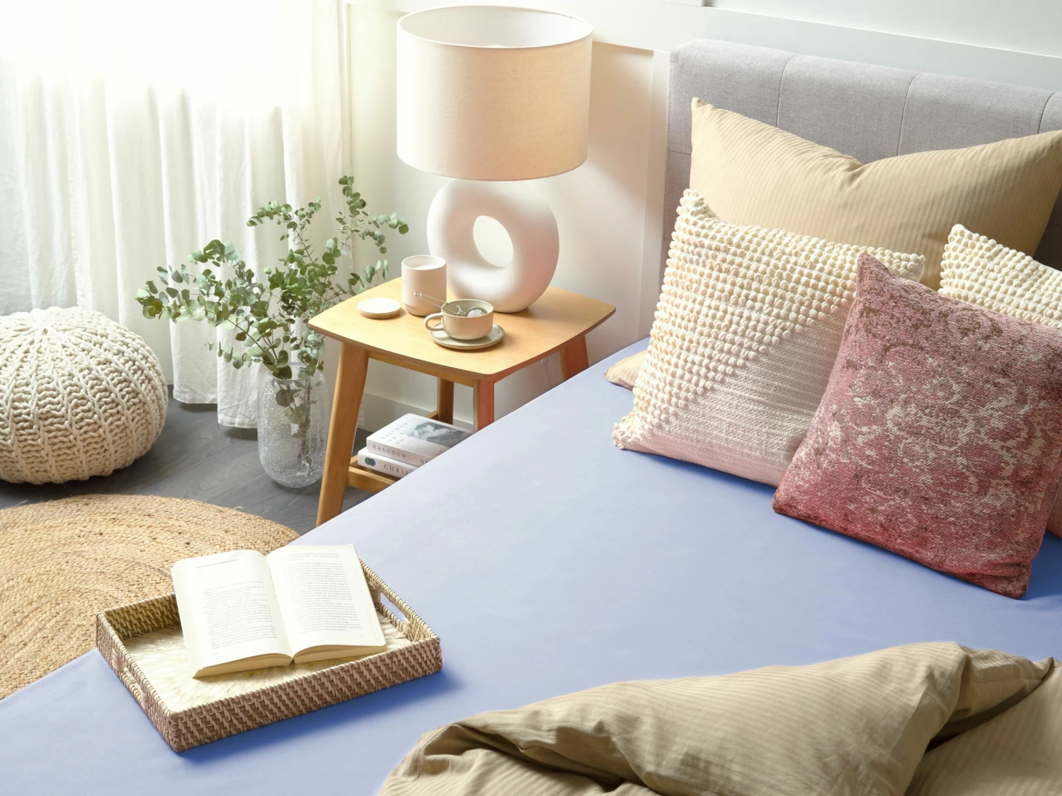 Hoeslaken Katoen Blauw JANBU Verschillende Maten - Afbeelding 2