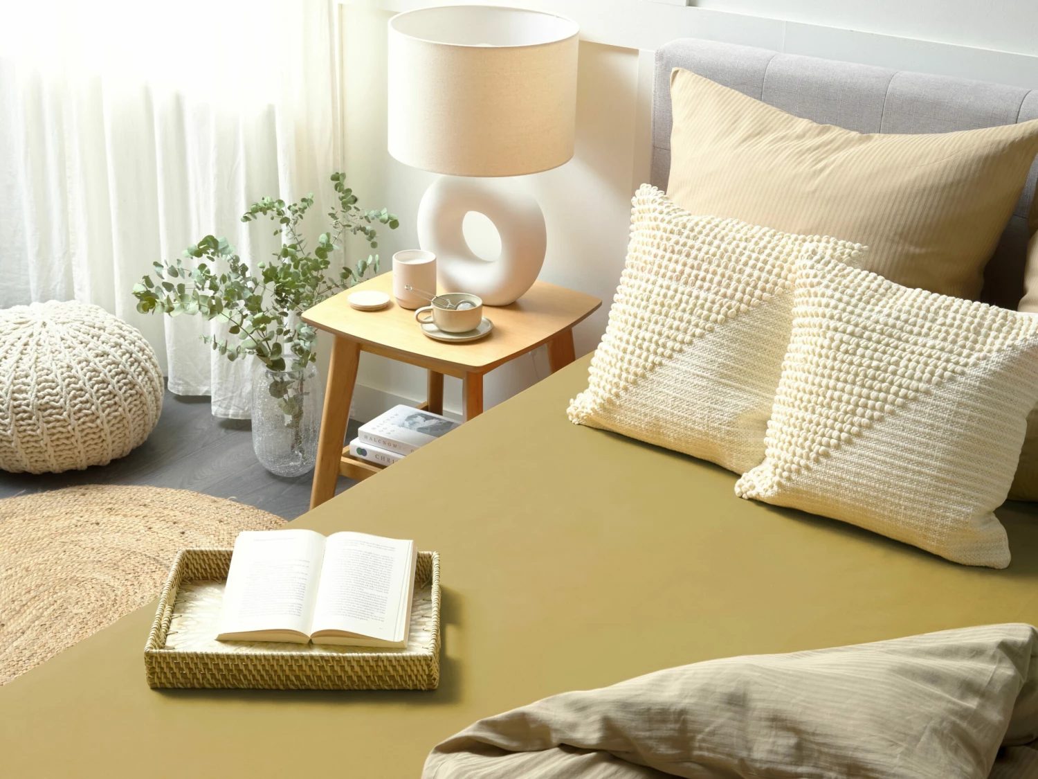 Hoeslaken Katoen Olijfgroen JANBU Verschillende Maten - Afbeelding 2